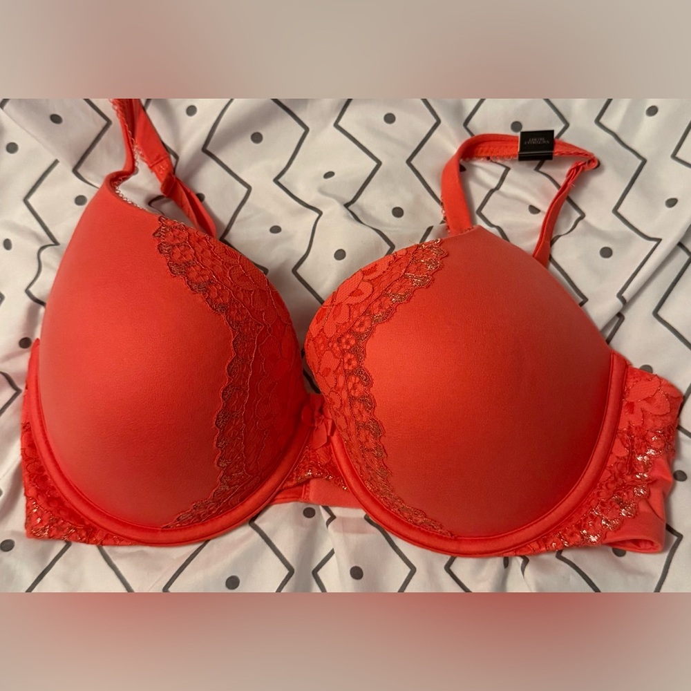 Victoria's Secret Vibrant coral Lace Bra